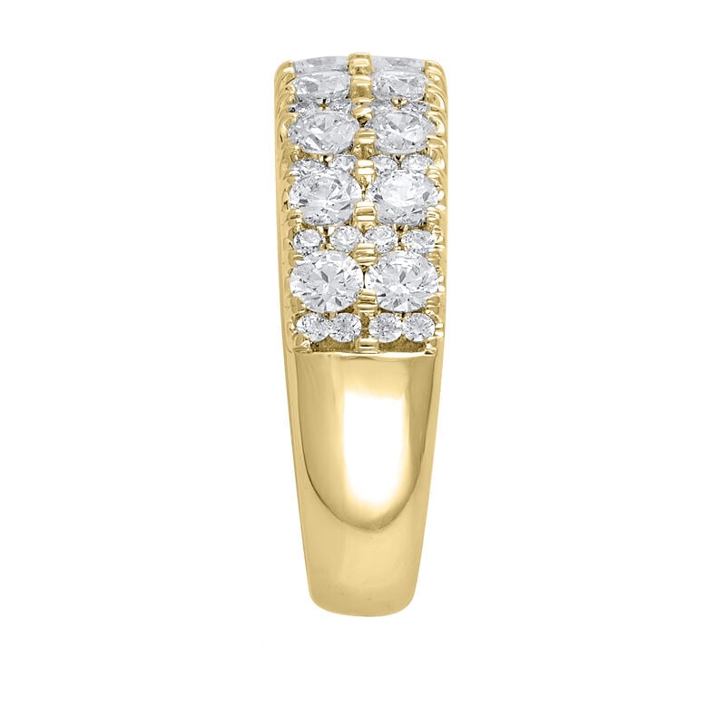 Round Lab Grown Diamond 1 2/5ctw. Vertical Multi Row Wedding Ring in 14k Yellow Gold image number null